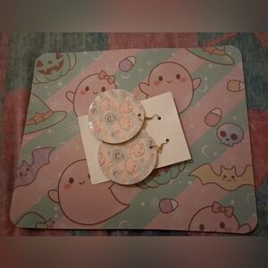 Cute Ghost and Pumpkin Mouse Pad and Earrings Set